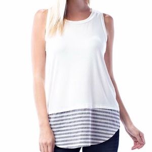 Off-white Tank with Stripe Bottom - NWOT